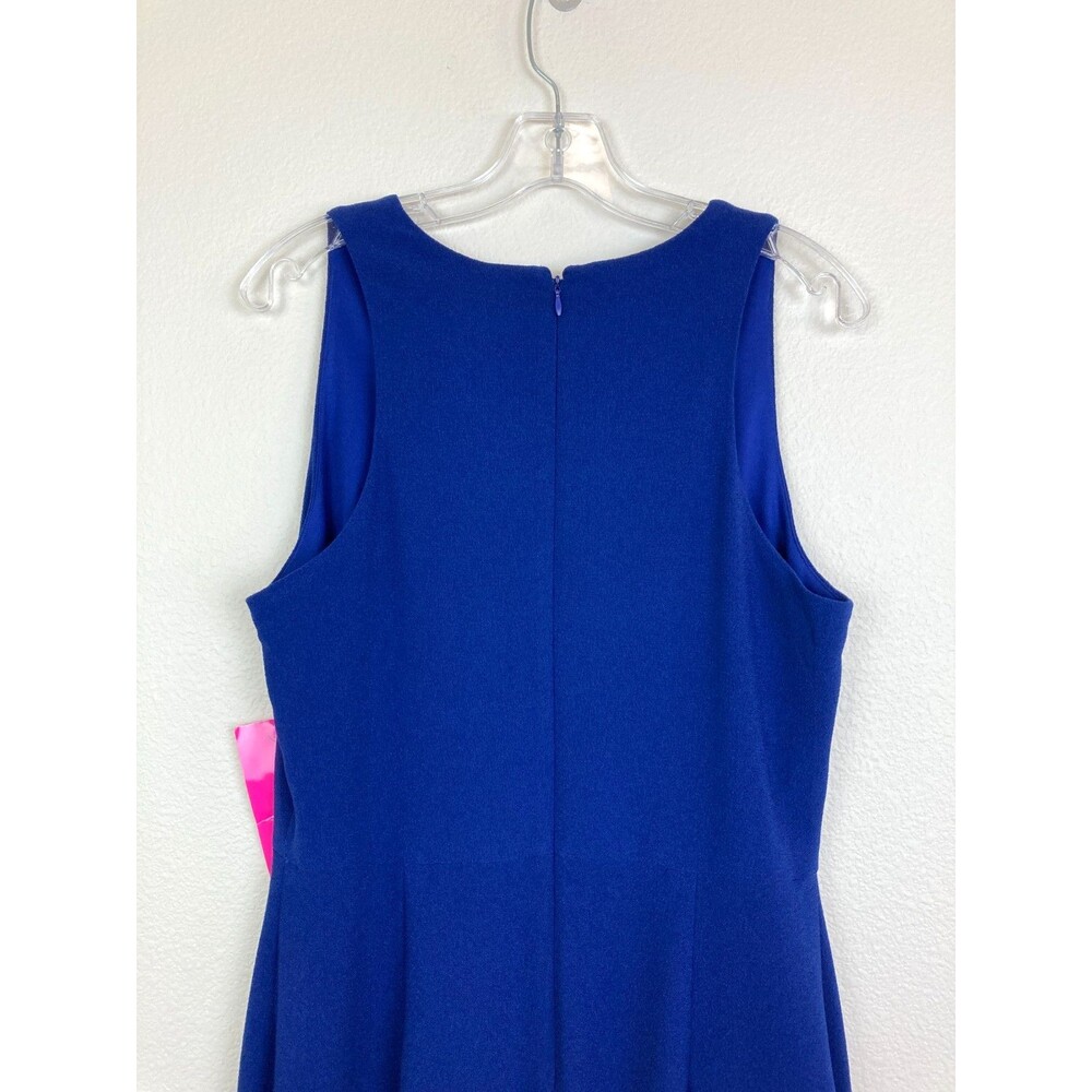Betsey Johnson NWT Blue Midi Dress Size 8 Flounce Curved Ruffle Hem Luxe Classic - Picture 4 of 7